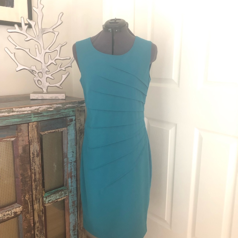 Calvin Klein Starburst Teal Sheath Dress Size 4